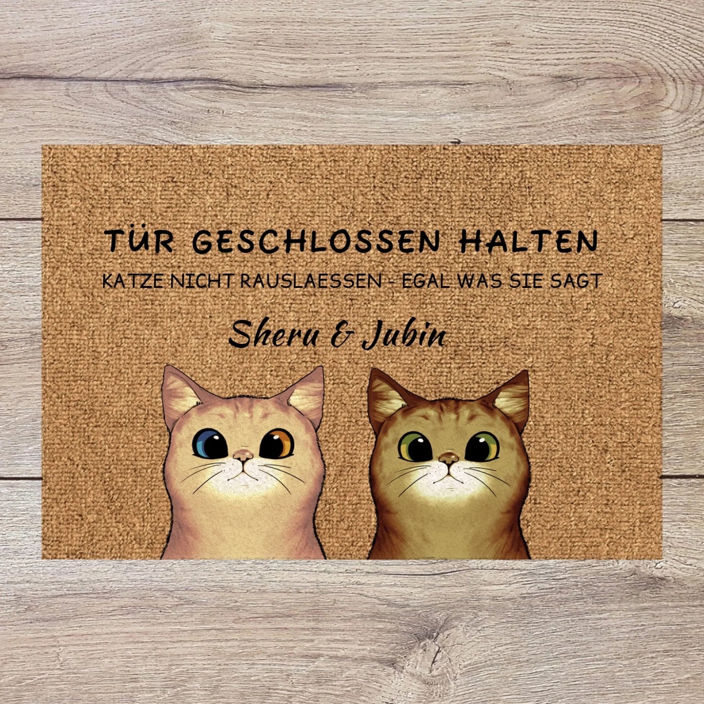 Neugierige Katzen - Individuelle Fußmatte1