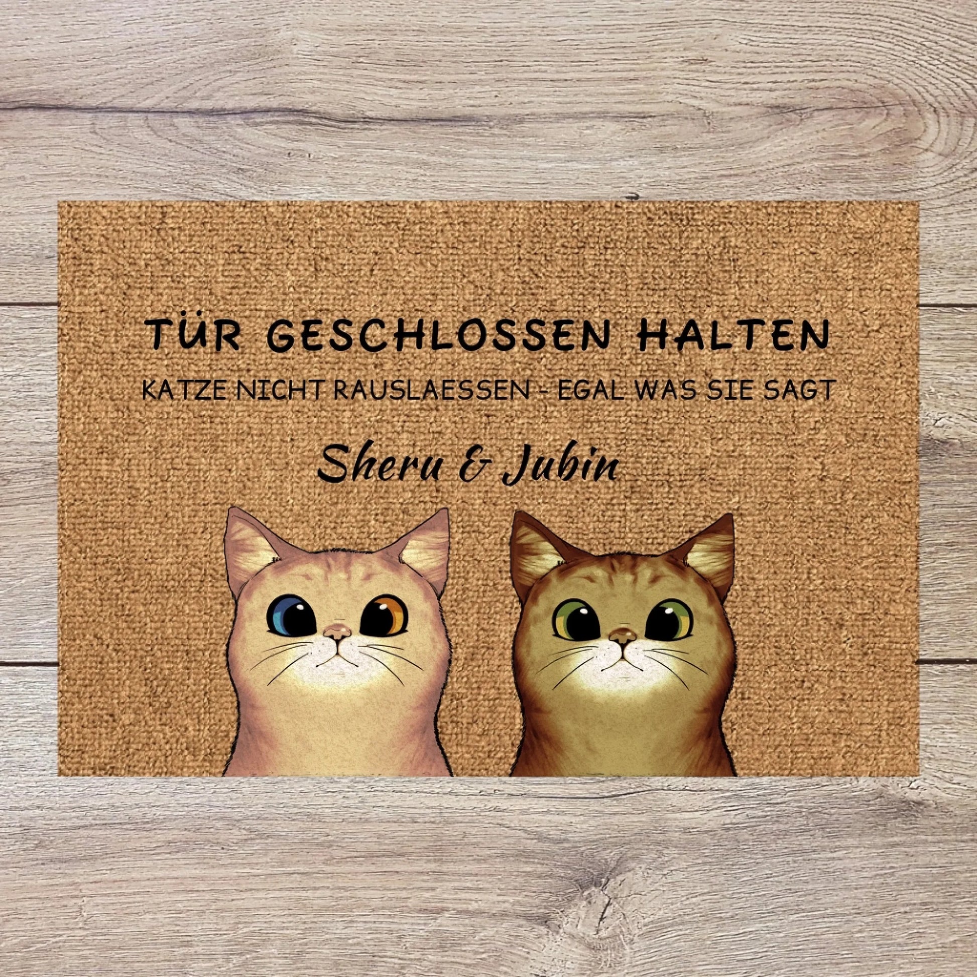 Neugierige Katzen - Individuelle Fußmatte1