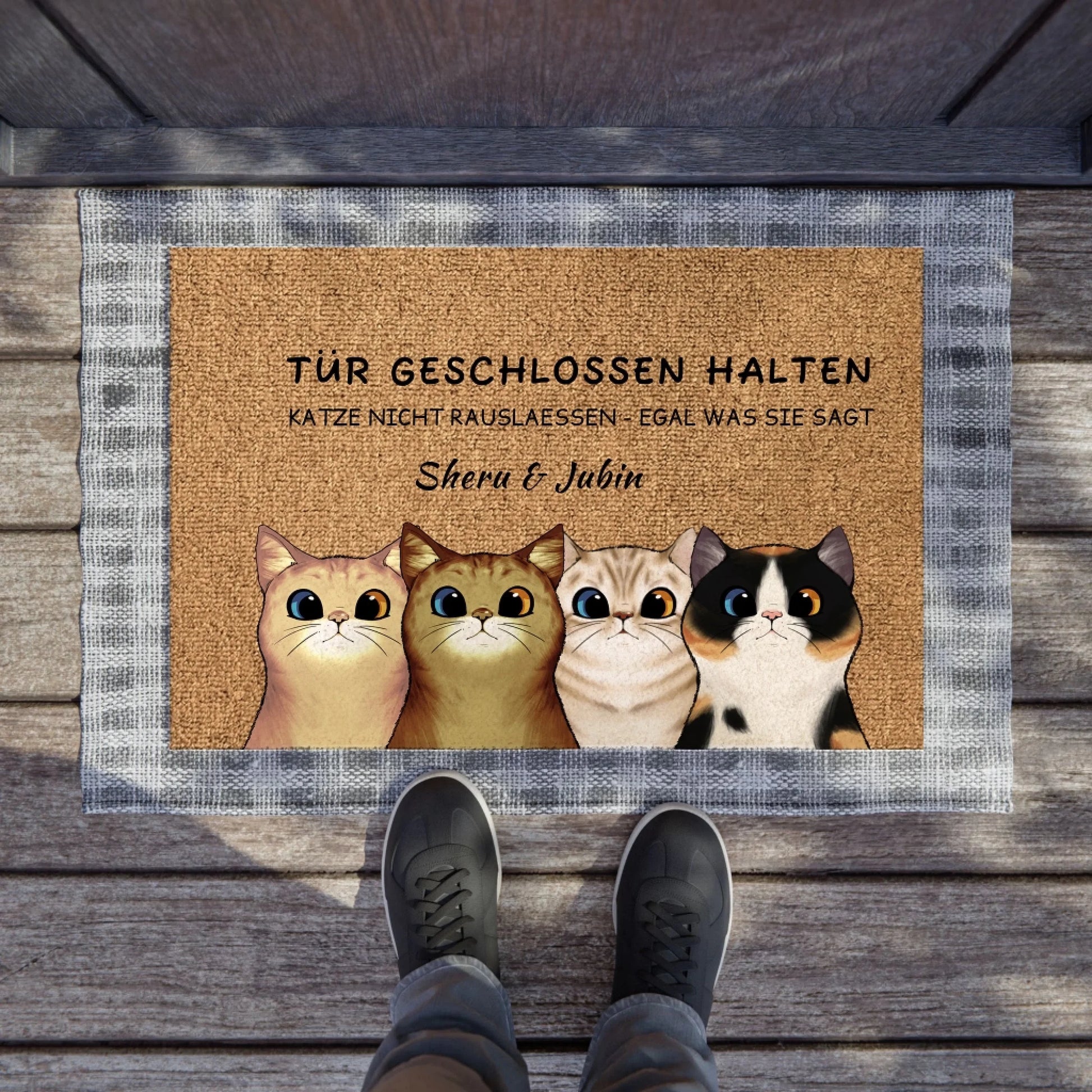 Neugierige Katzen - Individuelle Fußmatte2